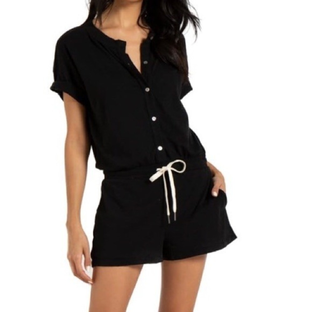 n:PHILANTHROPY Finn Romper‎ Black Button Front Drawstring Waist Shorts Size S
